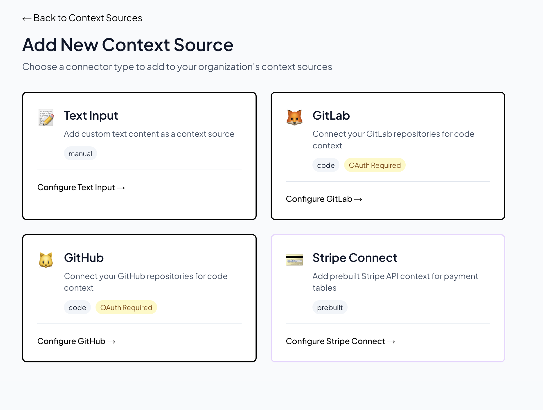 Context source options grid