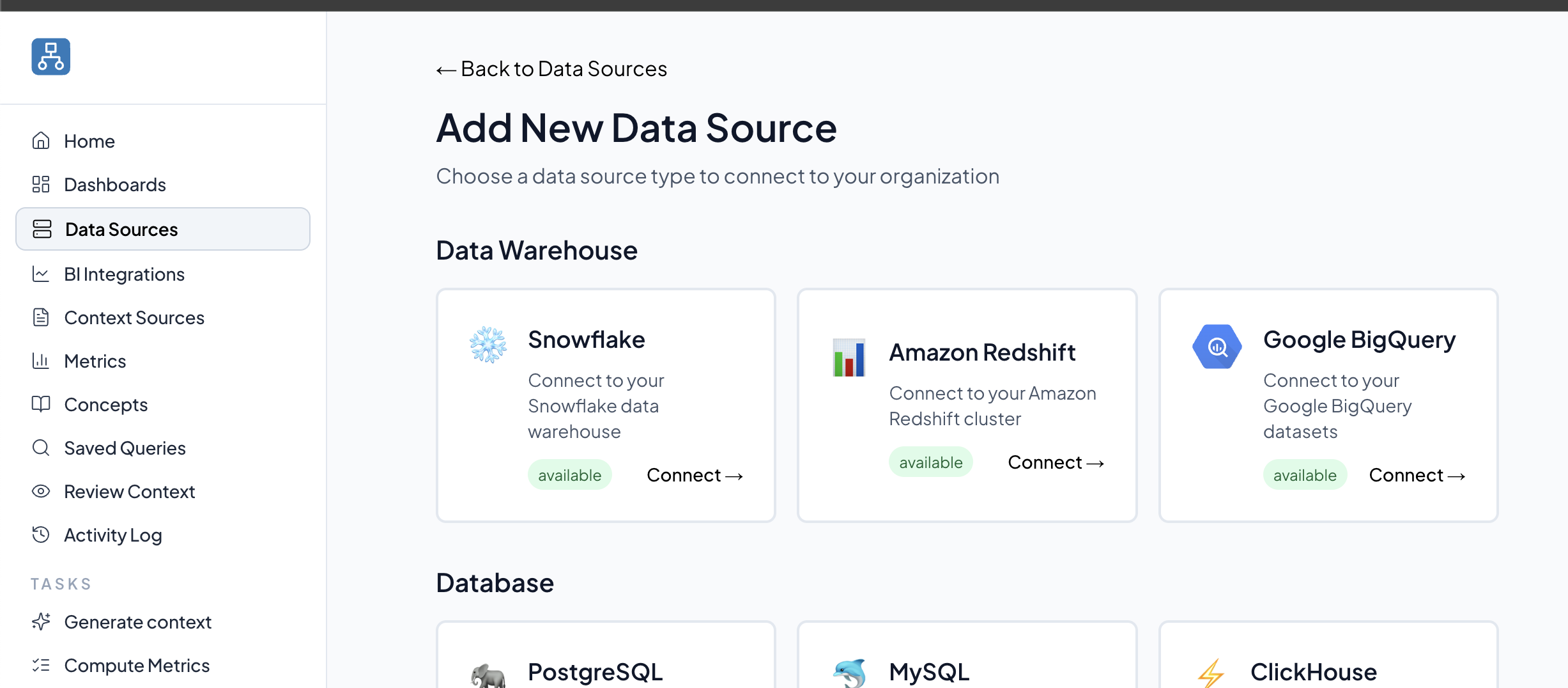 data source options grid