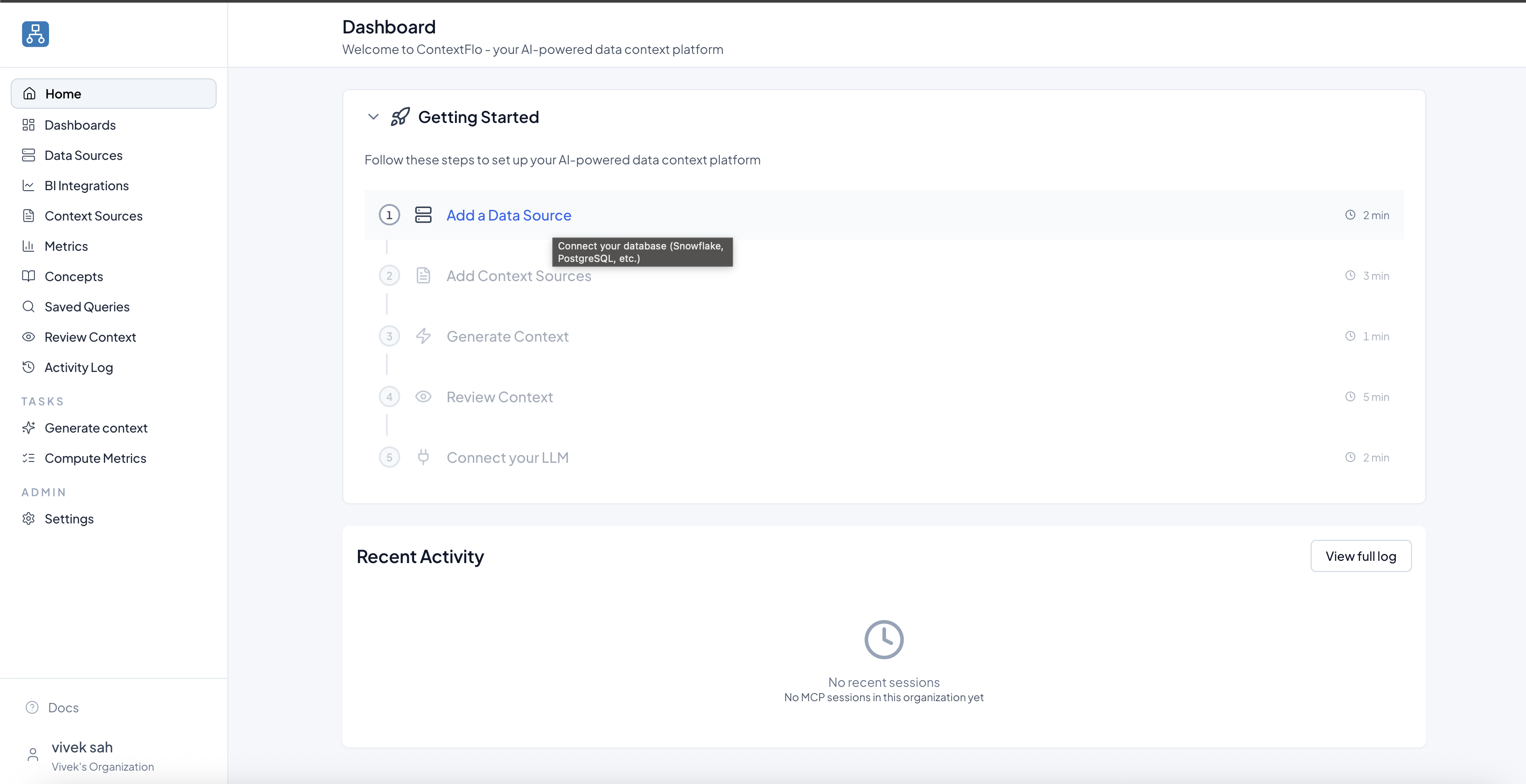 Onboarding checklist cards